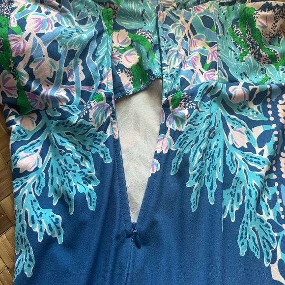 Lilly Pulitzer Noa Strapless Maxi Dress Blue Floral - Picture 10 of 12